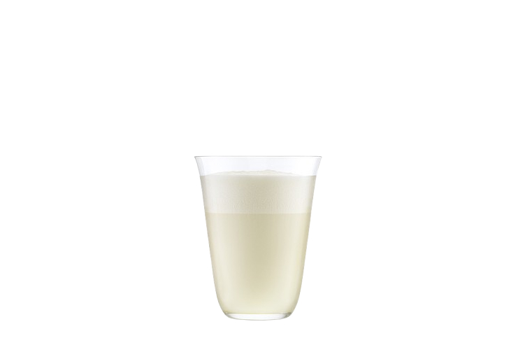 A glass of rolu white peach fizz