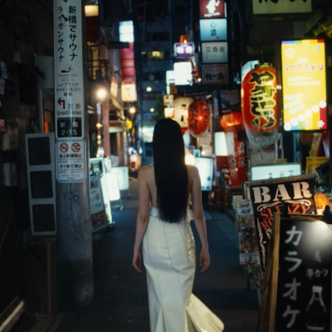 Rina walking to street of japan