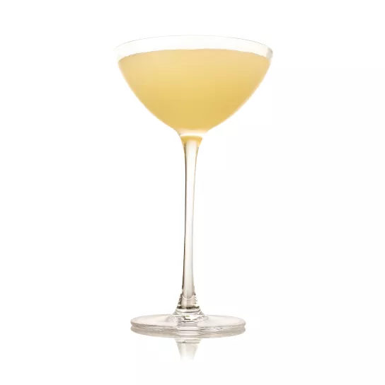 Coup glass filled with Haku Yuzu Martini cocktail