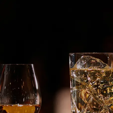 Four glasses filled with Japanese spirits
