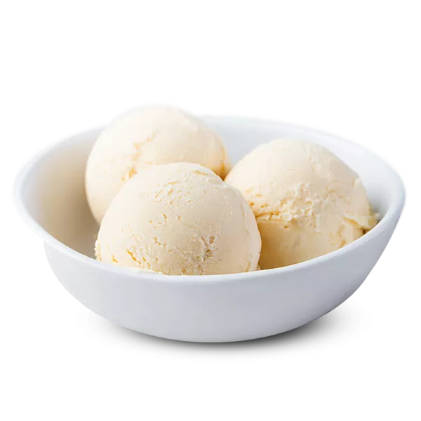 3 scoops of vanilla ice cream in bowl