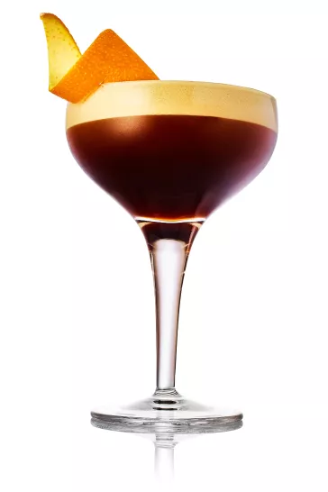 Haku Espresso Vodka Martini cocktail with orange twist