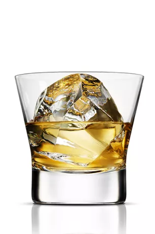 On the rocks cocktail in a modern glass
