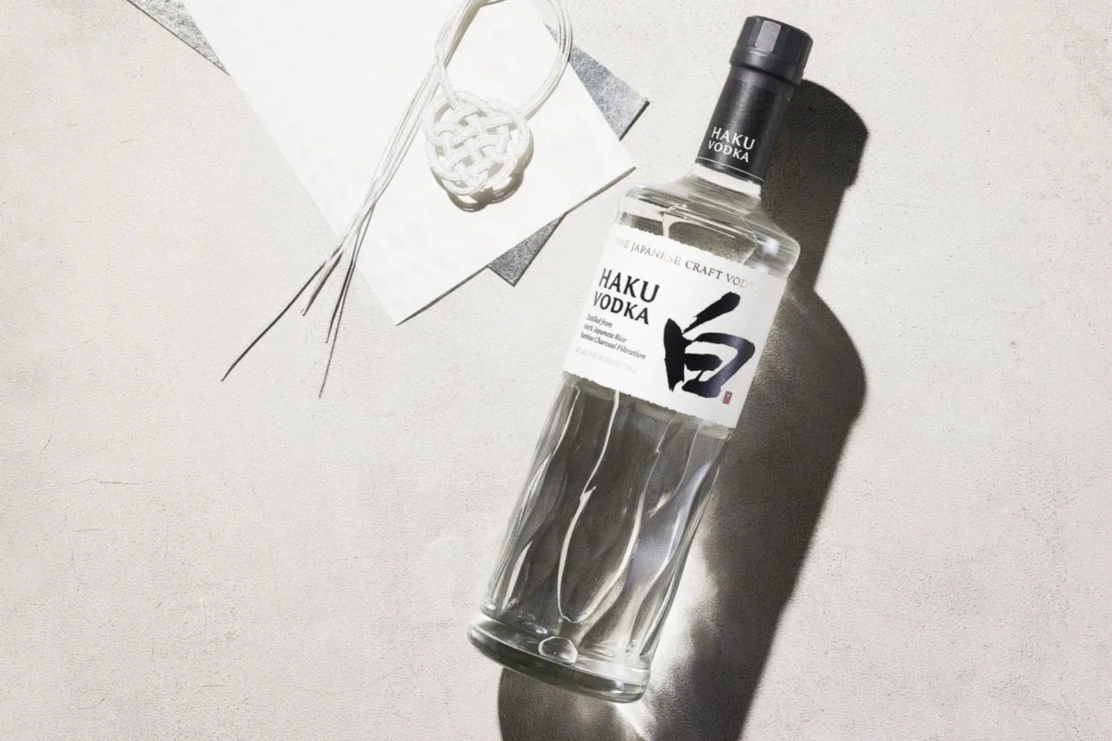 Haku Vodka bottle ready to be wrapped in traditional furoshiki cloth