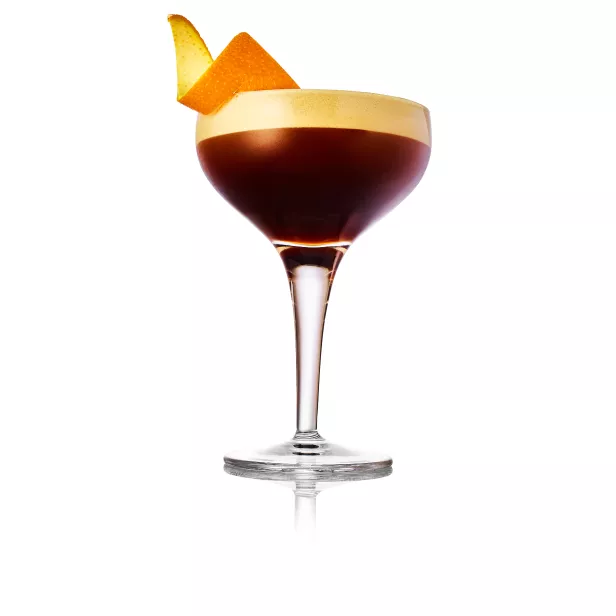 Haku Espresso Vodka Martini cocktail with orange twist