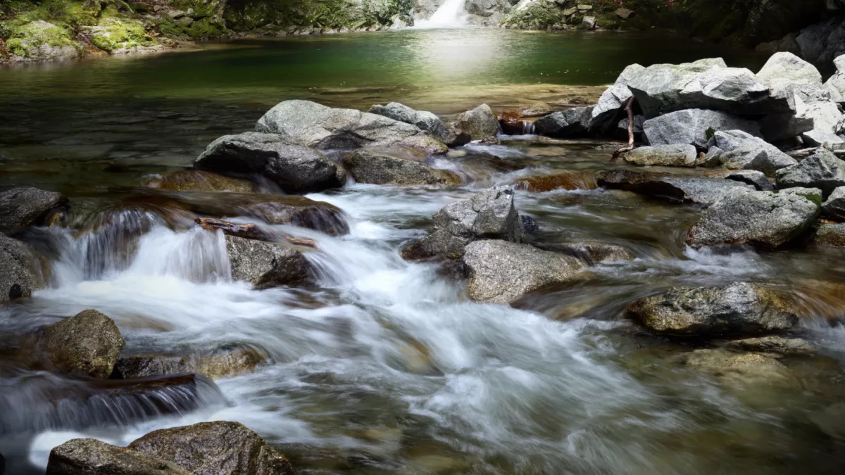 Running stream of rocks