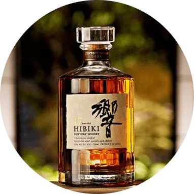 Hibiki whisky in iconic round bottle