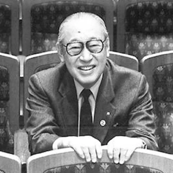 Black and white photo of older Japanese man, Keizoo Saji