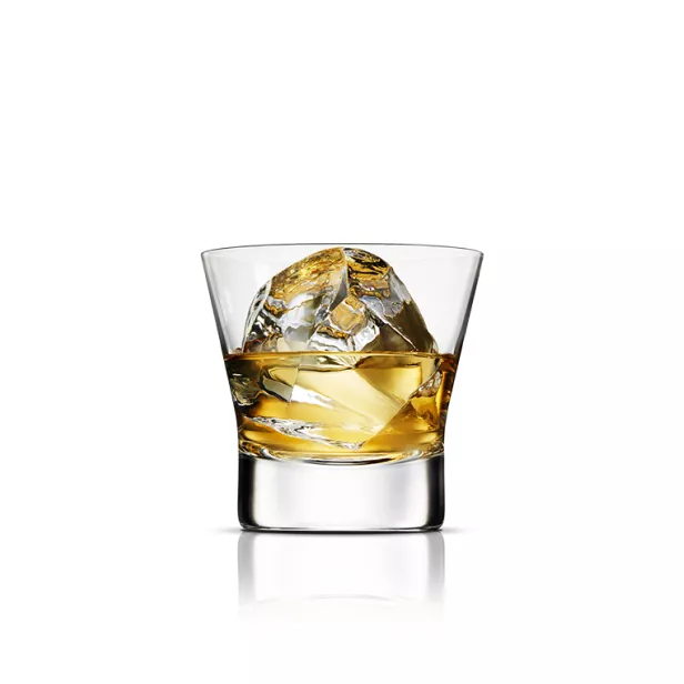 Whiskey Glass (2) & Ice Cube Mold (2) Whiskey On the Rocks Set Modern Home