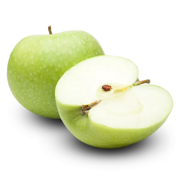 A whole and a half green apple