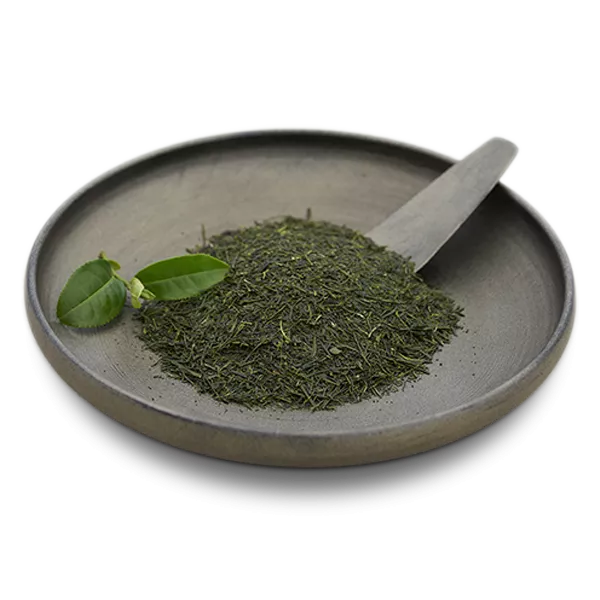 Powdered green sencha tea leaves