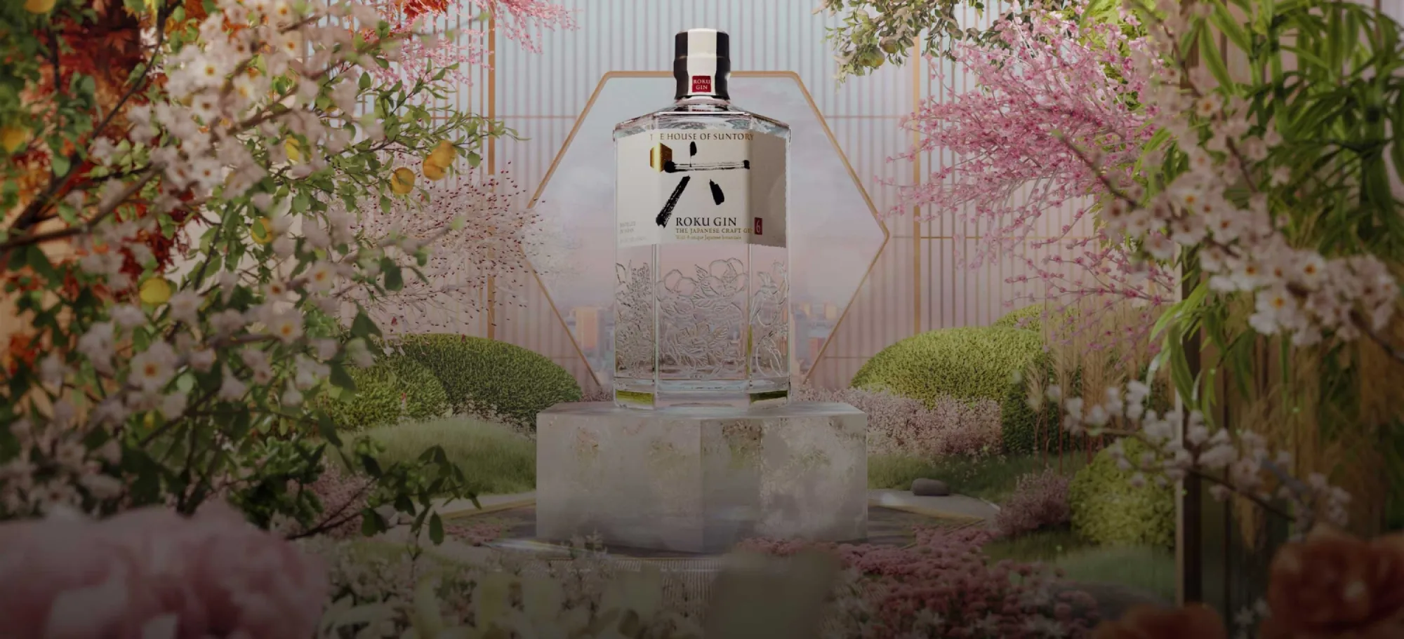 Roku japanese craft gin bottle