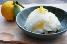yuzu with a bowl of yuzu icecream
