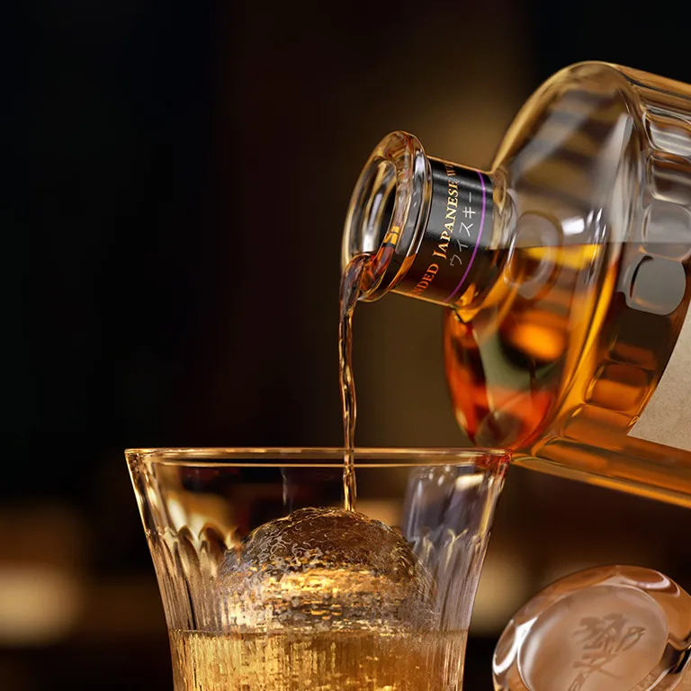 whisky poring into glass